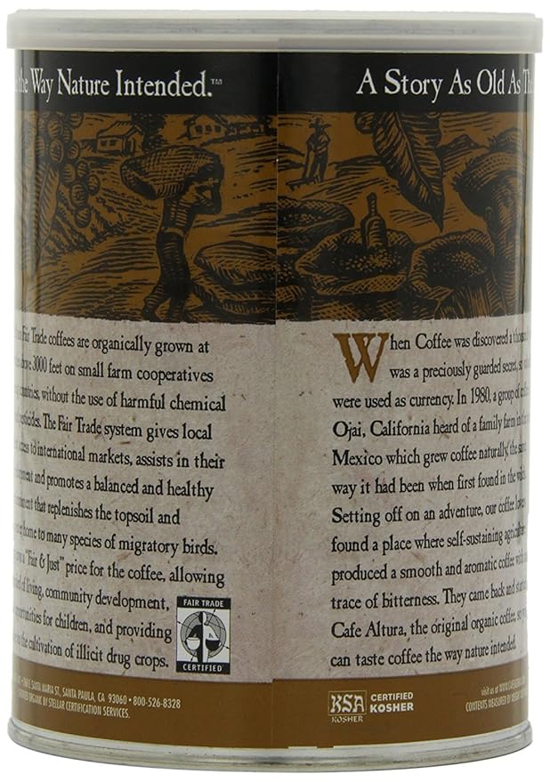 Cafe Altura Ground Organic Coffee, Fair Trade Classic Roast, 12 Ounce (Pack of 3)