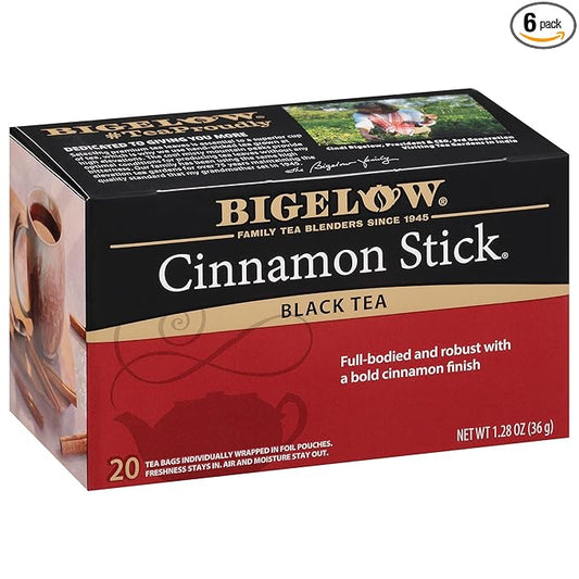 Bigelow Tea Cinnamon Stick Black Tea, Caffeinated Tea with Cinnamon, 20 Count Box (Pack of 6), 120 Total Tea Bags