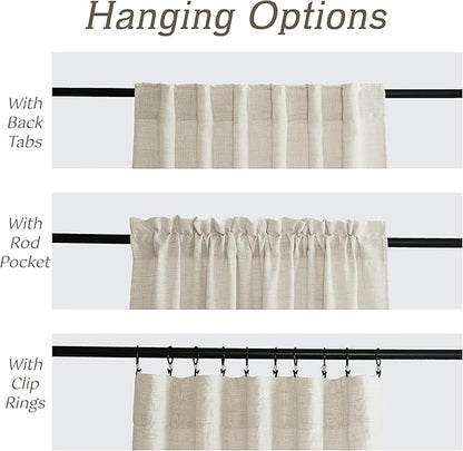 RYB HOME Living Room and Dining Room Curtains and Drapes Linen Sheer, Light Filtering Curtains 120 inches Long, Back Tab/Rod Pocket, Cream Colored, W 52 x L 120 inches, 2 Panels Set