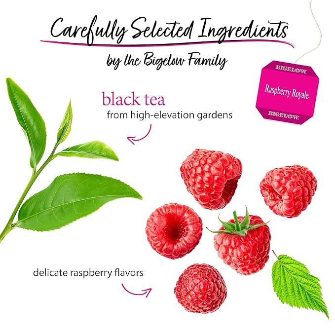 Bigelow Tea Raspberry Royale Black Tea, Caffeinated Tea with Raspberry, 20 Count Box (Pack of 6), 120 Total Tea Bags
