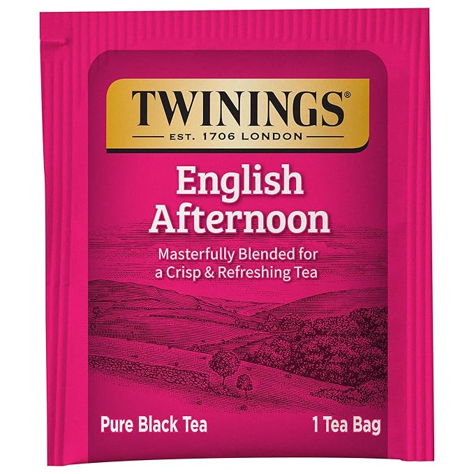 Twinings English Afternoon Black Tea Individually Wrapped Bags, 20 Count (Pack of 6), Smooth & Slightly Sweet, Caffeinated, Enjoy Hot or Iced | Packaging May Vary