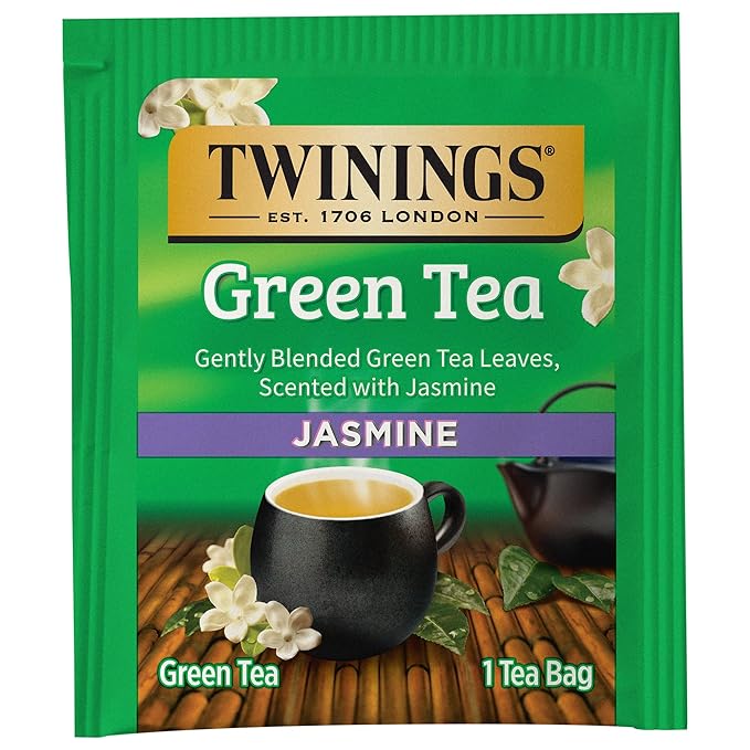 Twinings Green Tea with Jasmine Individually Wrapped Bags, 20 Count (Pack of 6), Fragrant Floral Scent, Caffeinated, Enjoy Hot or Iced | Packaging May Vary