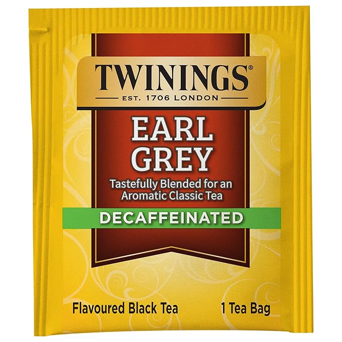 Twinings Decaffeinated Earl Grey Black Tea Individually Wrapped Bags, 20 Count (Pack of 6), Flavoured with Citrus and Bergamot, Enjoy Hot or Iced | Packaging May Vary