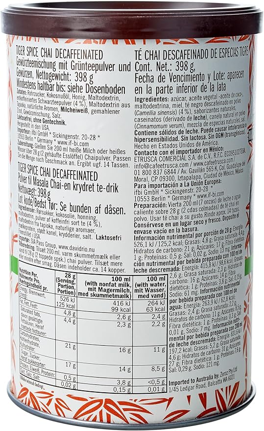 David Rio Mix, Decaf Tiger Spice, 14 Ounce (Pack of 1)