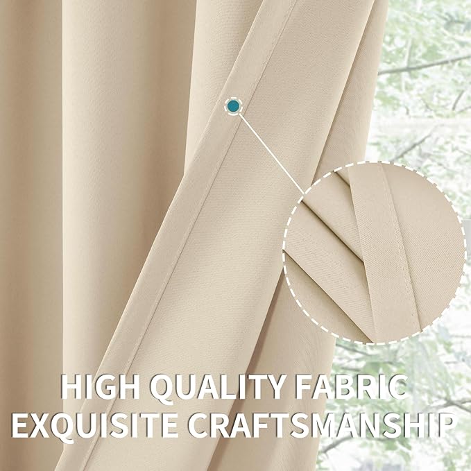 BGment Champagne Blackout Curtains for Bedroom 63 Inches Long - Thermal Insulated Room Darkening Curtain for Living Room, 52 x 63 Inch, 2 Panels