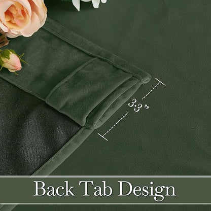 RYB HOME Elegant Green Velvet Curtains 84 inches Long, Light Blocking, Thermal Insulated, Stylish Back Tab Velvet Drapes for Cozy Home Aesthetics, 52" W x L90 L, 2 Panels Set