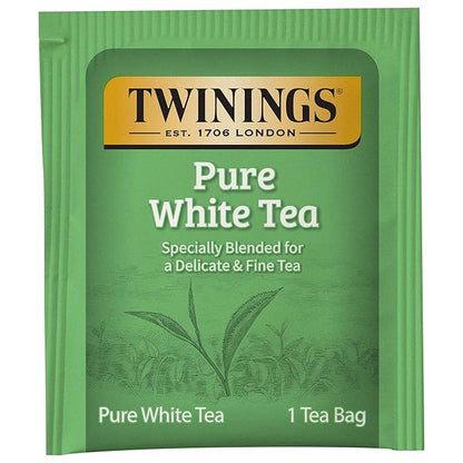 Twinings Pure White Tea Individually Wrapped Bags, 20 Count (Pack of 6), Light & Fresh, Caffeinated, Enjoy Hot or Iced | Packaging May Vary
