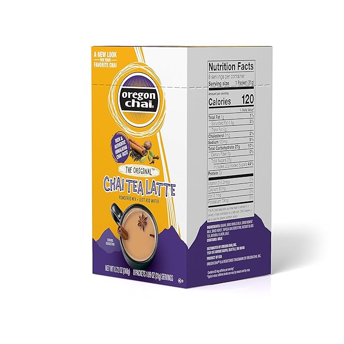 Oregon Chai Original Dry Chai Latte Mix, 8 Count (Pack of 6)