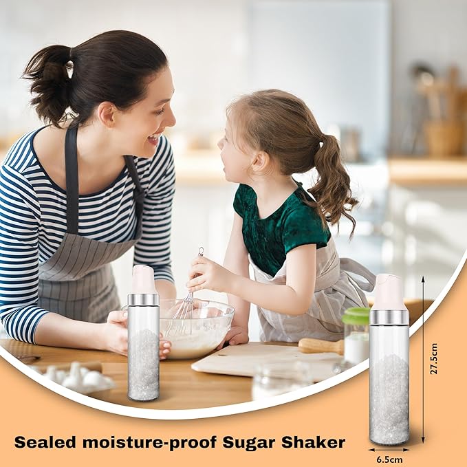 Sugar Dispenser with Pour Spout, 17 oz Glass Sugar Shaker Jar Creamer Dispenser Weighted Pourer for Coffee Bar, Tea & Baking, Sugar Container for Home Kitchen, White