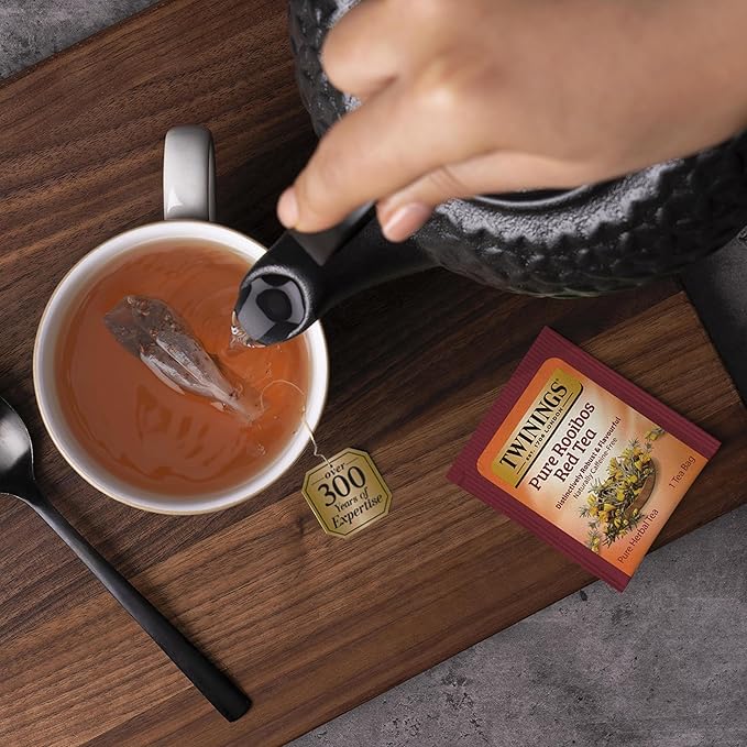Twinings Pure Rooibos Red Herbal Tea Individually Wrapped Bags, 20 Count (Pack of 6), Sweet with Uplifting Aroma, Naturally Caffeine-Free, Enjoy Hot or Iced | Packaging May Vary