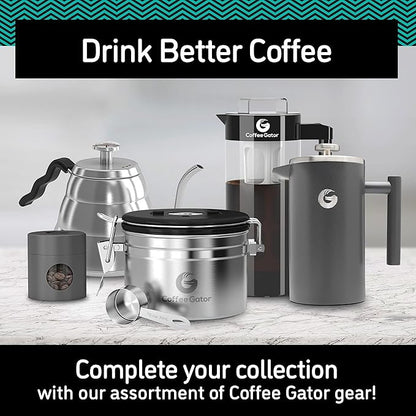 Coffee Gator French Press Coffee Maker, Stainless Steel, 34oz – Insulated Double Wall, Prensa Francesa Para Cafe, Tea Press, Glass & Small French Press Silver