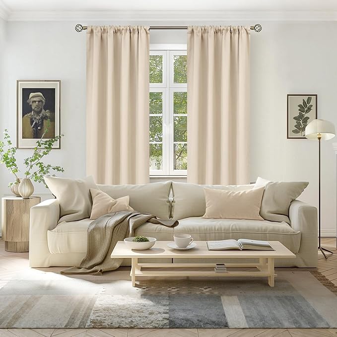 BGment Champagne Blackout Curtains for Bedroom 84 Inches Long - Thermal Insulated Room Darkening Curtain for Living Room, 42 x 84 Inch, 2 Panels