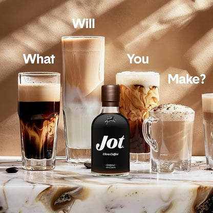 Jot Coffee Concentrate (Gift Set) High Caffeine Cold Brew Coffee Concentrate Liquid for Iced Coffees, Instant Espresso, Hot or Cold Instant Coffees - Makes 14 Cups, 150mg Caffeine/Tbsp, Sugar Free