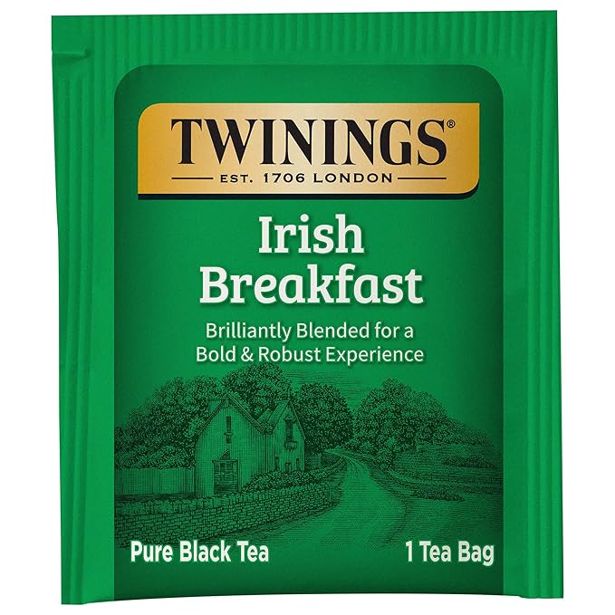 Twinings Irish Breakfast Black Tea Individually Wrapped Bags, 20 Count (Pack of 6), Flavourful, Robust Black Tea, Caffeinated, Enjoy Hot or Iced | Packaging May Vary