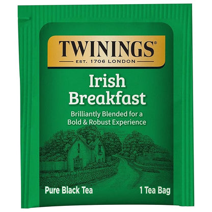 Twinings Irish Breakfast Black Tea Individually Wrapped Bags, 20 Count (Pack of 6), Flavourful, Robust Black Tea, Caffeinated, Enjoy Hot or Iced | Packaging May Vary
