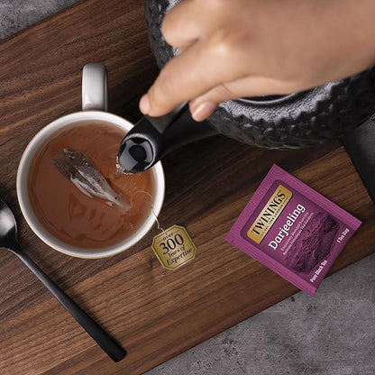 Twinings Darjeeling Black Tea Individually Wrapped Bags, 50 Count (Pack of 6), Delicate Light Taste, Caffeinated, Enjoy Hot or Iced | Packaging May Vary