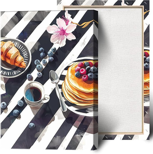 Trendy Pastry Food Kitchen Wall Art Retro Coffee Afternoon Tea Canvas Posters Cake Bread Aesthetic Prints Painting For Modern Home Dining Room Bakery Cafe Restaurant Wall Decor 8x10in Framed