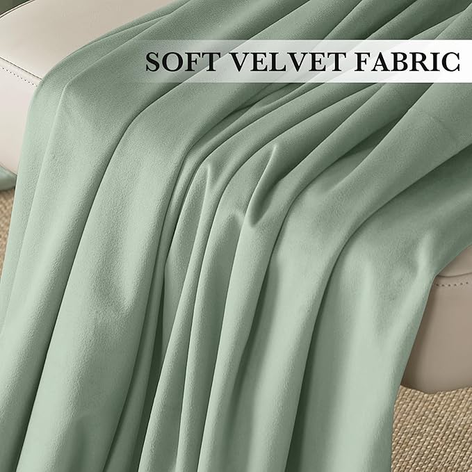 RYB HOME Mint Green Velvet Curtains 102 inches Long, Room Darkening, Floor-Length, Stylish Back Tab Velvet Drapes for Nursery Living Room Office, 52" W x L102 L, Auqa