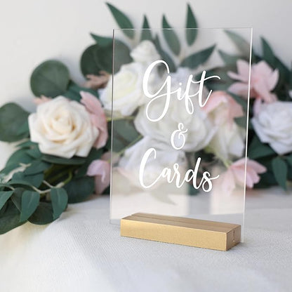 UNIQOOO 10 Pack 4" Gold Birch Wood Stands for Wedding Acrylic Sign, Wood Table Number Holders for 1/8 Thick Acrylic Sheets | Wedding Display Stand, Card Holder for Bar Menu, Retail Sign, Party