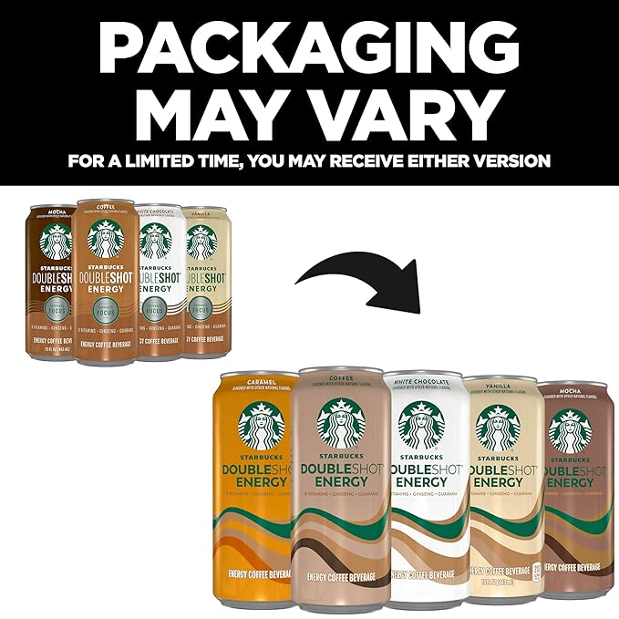 Starbucks Doubleshot Energy Drink Coffee Beverage, Vanilla, Iced Coffee, 15 fl oz Cans (Packaging May Vary) (Pack of 12)
