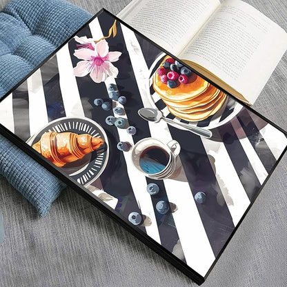 Trendy Pastry Food Kitchen Wall Art Retro Coffee Afternoon Tea Canvas Posters Cake Bread Aesthetic Prints Painting For Modern Home Dining Room Bakery Cafe Restaurant Wall Decor 8x10in Framed