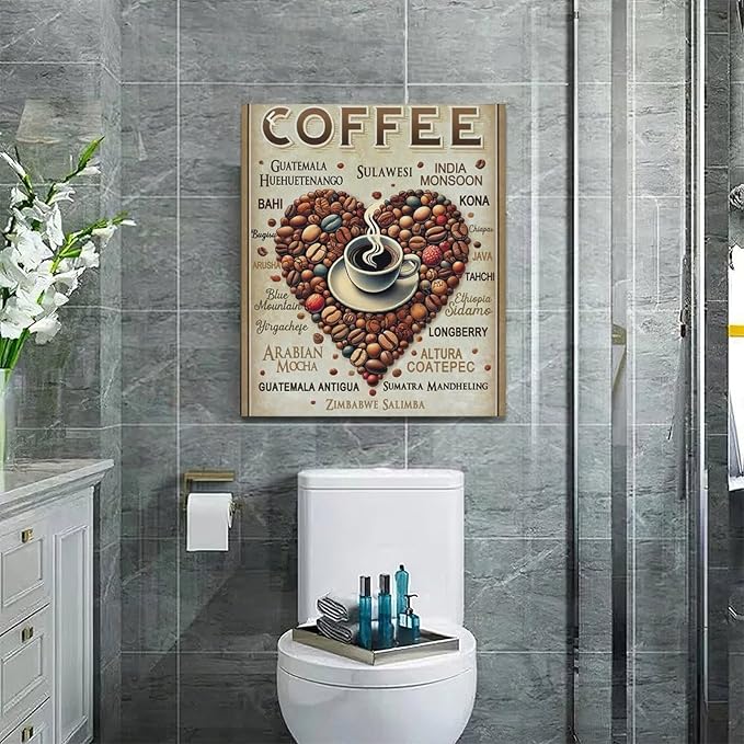 Coffee Wall Art Cafe Pictures Wall Decor Latte Drink Canvas Painting Home Modern Artwork Decorations Framed for Coffee Bar Kitchen Living Room Bedroom Office 20 x 24 inch