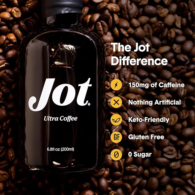 Jot Coffee Concentrate (Gift Set) High Caffeine Cold Brew Coffee Concentrate Liquid for Iced Coffees, Instant Espresso, Hot or Cold Instant Coffees - Makes 14 Cups, 150mg Caffeine/Tbsp, Sugar Free