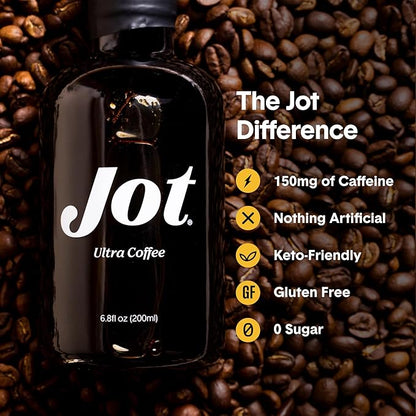 Jot Coffee Concentrate (Gift Set) High Caffeine Cold Brew Coffee Concentrate Liquid for Iced Coffees, Instant Espresso, Hot or Cold Instant Coffees - Makes 14 Cups, 150mg Caffeine/Tbsp, Sugar Free