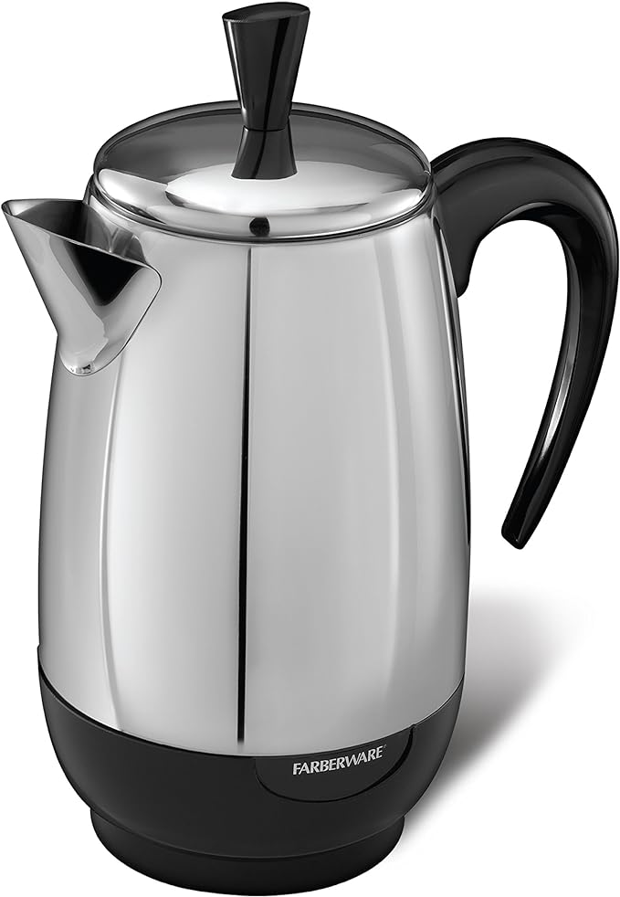 Farberware 8-Cup, Black Percolator, Stainless Steel, FCP280
