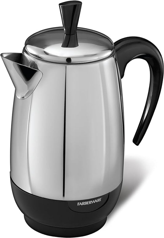 Farberware 8-Cup, Black Percolator, Stainless Steel, FCP280
