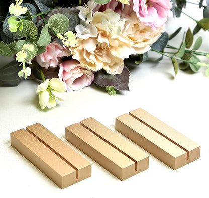 UNIQOOO 10 Pack 4" Gold Birch Wood Stands for Wedding Acrylic Sign, Wood Table Number Holders for 1/8 Thick Acrylic Sheets | Wedding Display Stand, Card Holder for Bar Menu, Retail Sign, Party