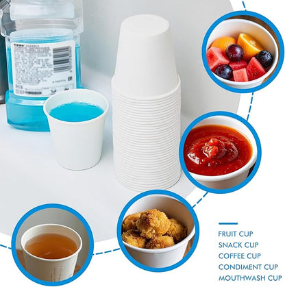 RACETOP 3 oz 300 Pack Paper Coffee Cups for Bathroom, Disposable Mouthwash Cups, Small Paper Cups for Parties, Picnics, Travel