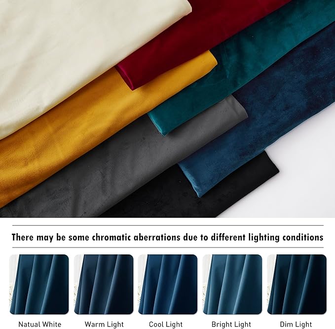 RYB HOME Navy Blue Velvet Curtains 80 inches, Back Tab Soft Fabric Room Darkening Thermal Insulated Luxurious Home Decor Curtains for Living Room Bedroom, W 52" x L 80", 2 Panels Set