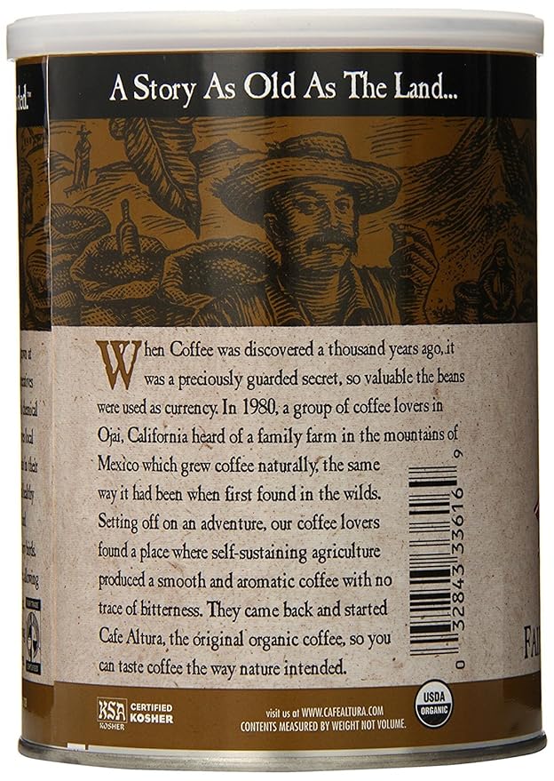 Cafe Altura Ground Organic Coffee, Fair Trade Classic Roast, 12 Ounce (Pack of 3)