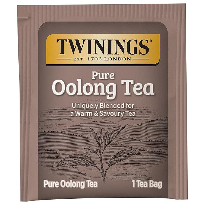 Twinings Pure Oolong Tea Individually Wrapped Bags, 20 Count (Pack of 6), Warm, Nutty Flavor & Golden Colour, Caffeinated, Enjoy Hot or Iced | Packaging May Vary