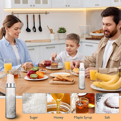 Sugar Dispenser with Pour Spout, 17 oz Glass Sugar Shaker Jar Creamer Dispenser Weighted Pourer for Coffee Bar, Tea & Baking, Sugar Container for Home Kitchen, White