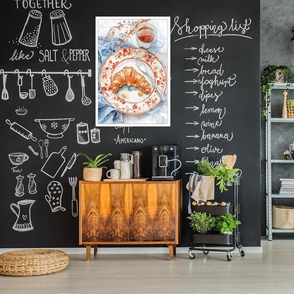 Vintage Coffee Food Kitchen Wall Art Funky Dining Table Plates Afternoon Tea Prints Painting Retro Bread Pastries Drinks Canvas Posters For Modern Cafedining Room Wall Decor 8x10in Unframed
