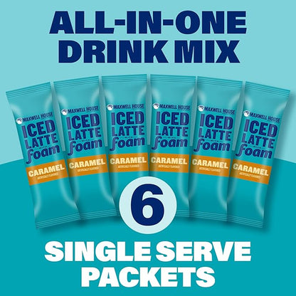 Maxwell House Iced Caramel Latte with Foam All in One Drink Mix, 5.82 oz, 6 Packets