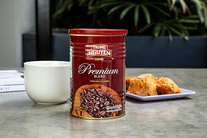 Trung Nguyen — Premium Blend — Roasted Ground Coffee Blend — Strong and Bold — Arabica & Robusta — Chocolate Flavor — Vietnamese Coffee 1 Can (15 oz)
