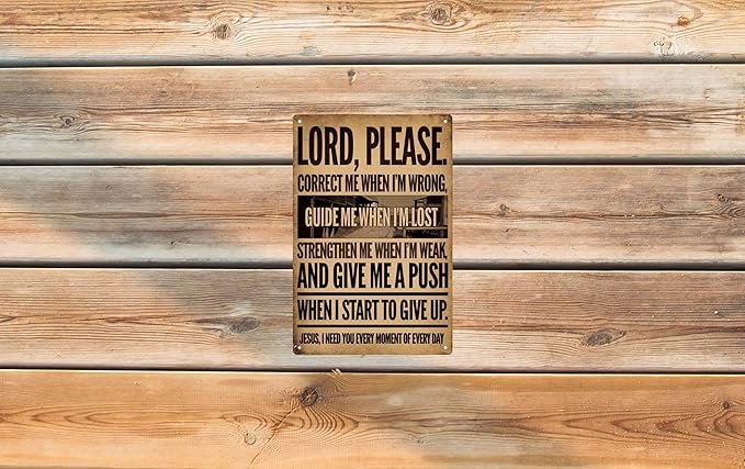 Vintage Metal Tin Sign Decorative 8x12 in Lord Please Religious Themed Decor for Home Garage Porch Cafe Club Wall Hanging Inspirational Plaque for Indoor & Outdoor