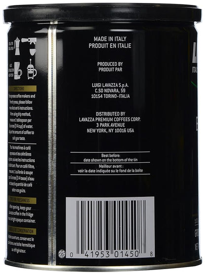 Lavazza Caffe Espresso Ground Coffee Blend, Medium Roast, 8-Ounce Can