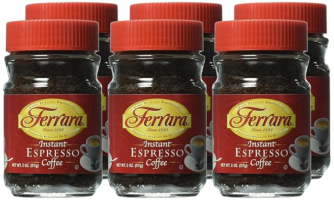 Ferrara Instant Espresso Coffee, 2-Ounce Glass Jars (Pack of 6)
