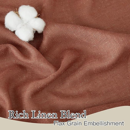 RYB HOME Flax Linen Blend Curtains 90 inches Long for Dining Room, Semi Translucent Wrinkle Resistance Washable Sheer for Laundry Room Bathroom, W 52 x L 90 inches, Terracotta, 2 Panels