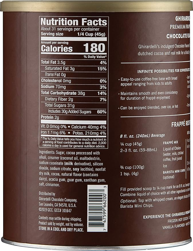 Ghirardelli Chocolate Frappe, Double Chocolate, 50-Ounce Can