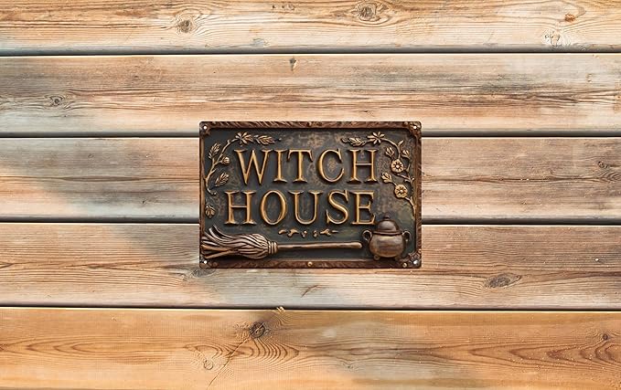 Witch House Vintage Metal Sign Decor Plaque 8x12 in Funny Retro Poster for Garage Porch Cafe Bar Woman Cave Living Room Garden Shop Wall Decor Gift for Halloween