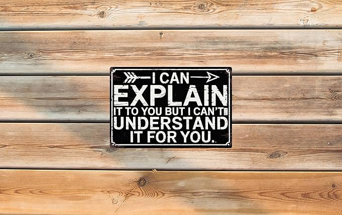Funny Sarcastic Engineer Office Wall Sign Can Explain It To You But Cant Understand It For You Plaque 8x12 in Metal Sign Room Decor Gift For Friends