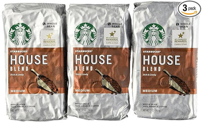 Starbucks House Blend Coffee, Whole Bean, 12-Ounce Bags (Pack of 3)