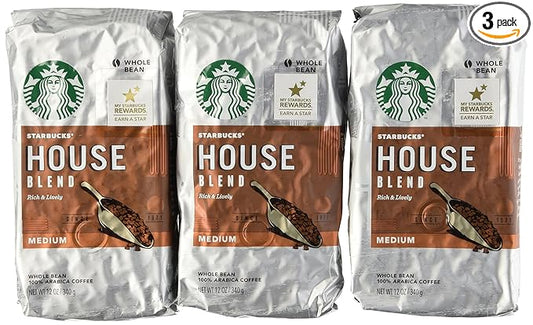 Starbucks House Blend Coffee, Whole Bean, 12-Ounce Bags (Pack of 3)