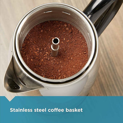 Farberware 12 Cup Electric Coffee Percolator, Coffee Maker with Stainless Steel Basket, Automatic Keep Warm, No-Drip Spout