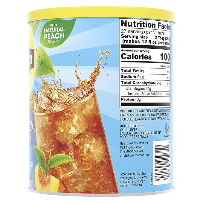 Lipton Iced Tea Mix, Peach Sweetened 10 qt (pack of 6)